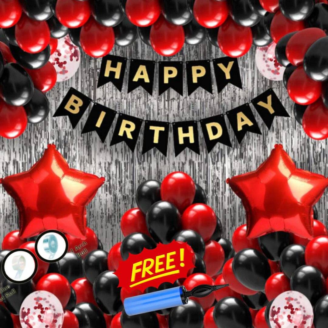 41 Pcs Red and Black HB Combo Birthday Decorations Kit 41 Pcs Red and Black HB Combo Birthday Decorations Kit