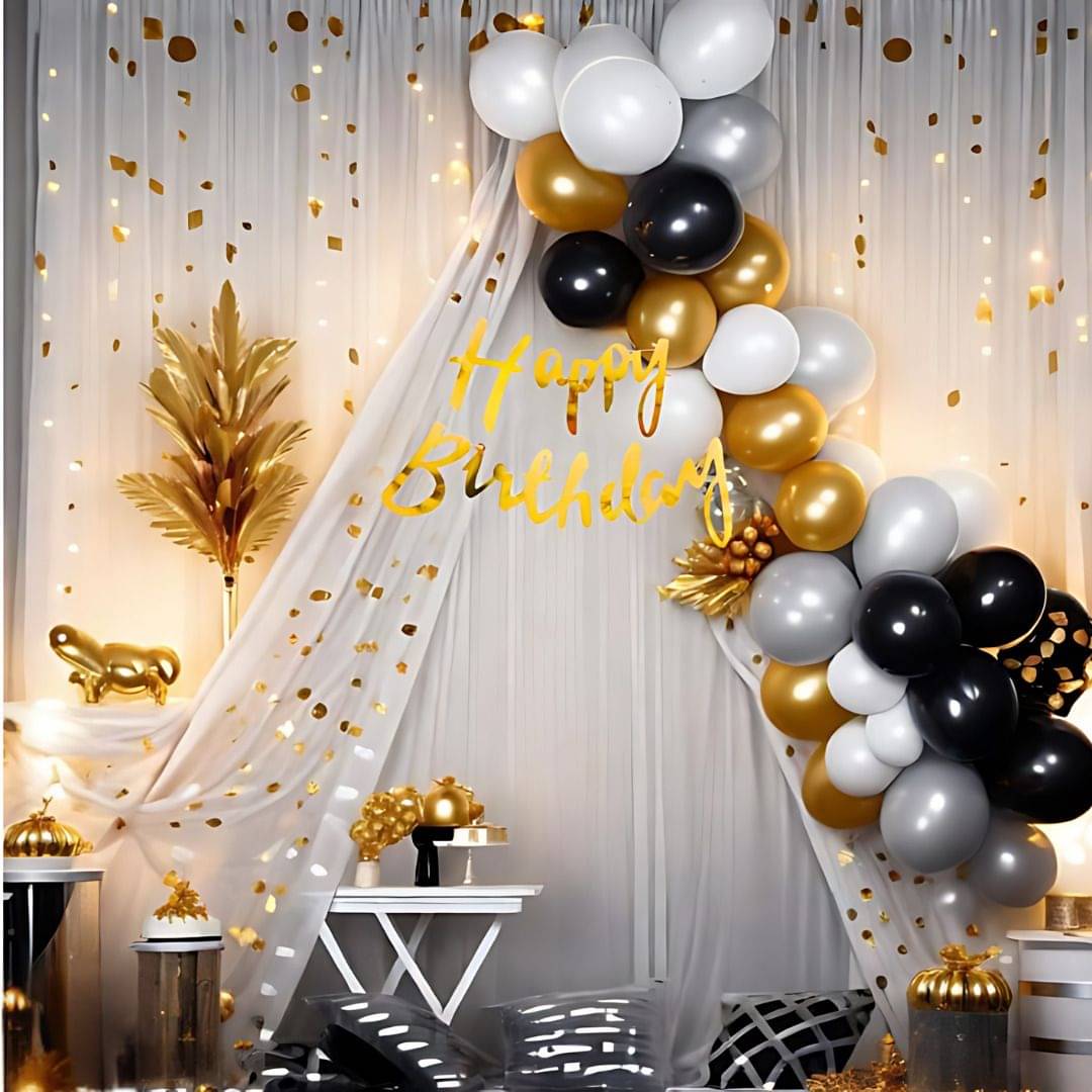     			48Pcs Birthday Combo Set with Balloons, Banner & LED Light