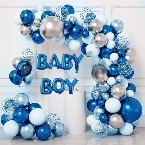 53Pcs Baby Boy Decoration Set with Arch, Balloons & Foil Letters     			53Pcs Baby Boy Decoration Set with Arch, Balloons & Foil Letters