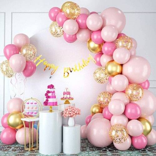 53pcs Birthday Kit with Banner, Golden Confetti & Pink and Golden Balloons 53pcs Birthday Kit with Banner, Golden Confetti & Pink and Golden Balloons
