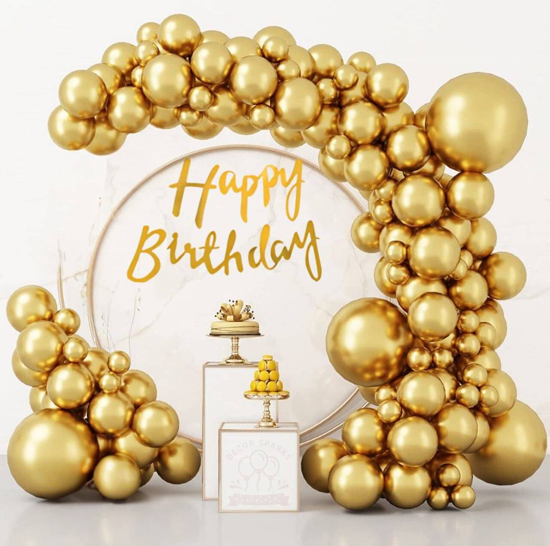 54Pcs Golden Chrome Balloon Arch Kit for Birthday Decoration with Pump     			54Pcs Golden Chrome Balloon Arch Kit for Birthday Decoration with Pump