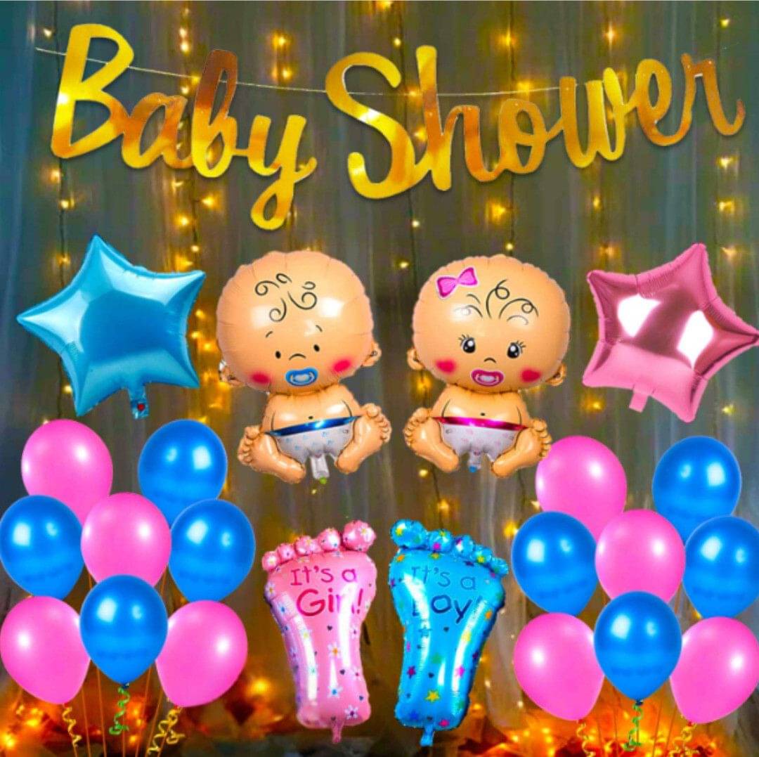     			55Pcs Baby Shower Decoration Kit – Boy & Girl Theme Combo Set