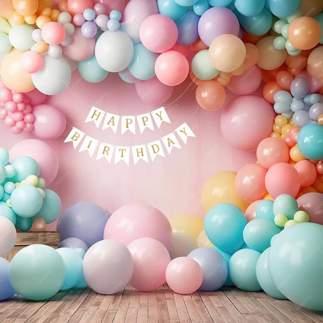 63Pcs Pastel Balloon Birthday Decoration Kit with Happy Birthday Banner ...