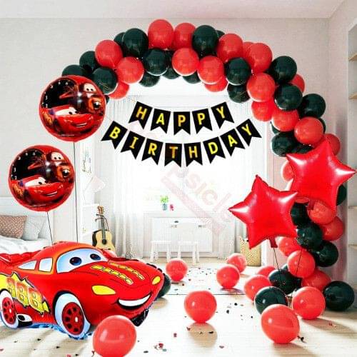 64pcs Car Theme Birthday Kit with Banner, Foil Set & Red, Black Balloons 64pcs Car Theme Birthday Kit with Banner, Foil Set & Red, Black Balloons