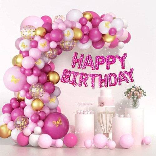     			70pcs Happy Birthday Decor Foil with Golden Confetti, 3D Butterflies & Balloons