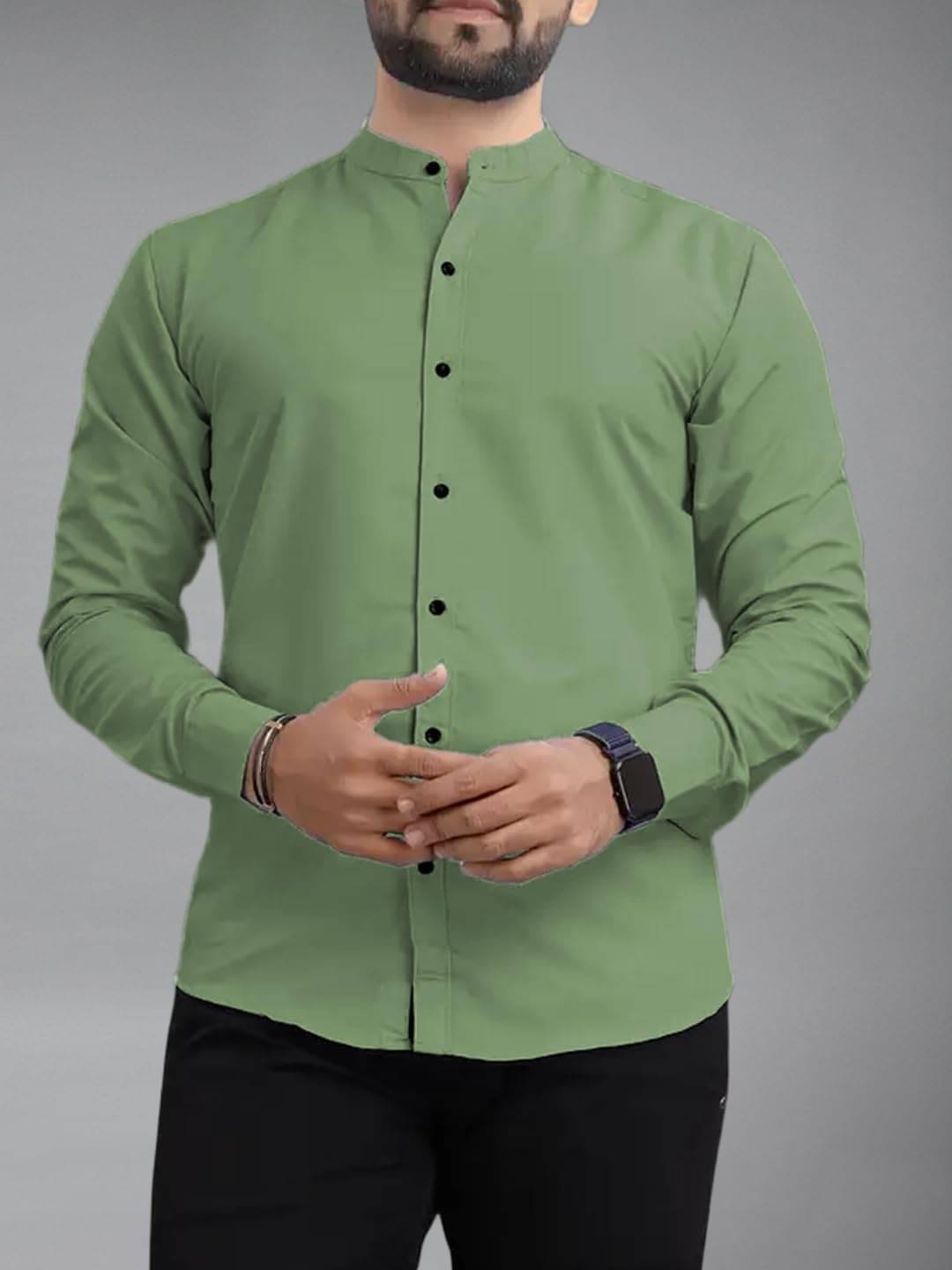     			BHUVIKOO Cotton Blend Slim Fit Solids Full Sleeves Men's Casual Shirt - Khaki ( Pack of 1 )