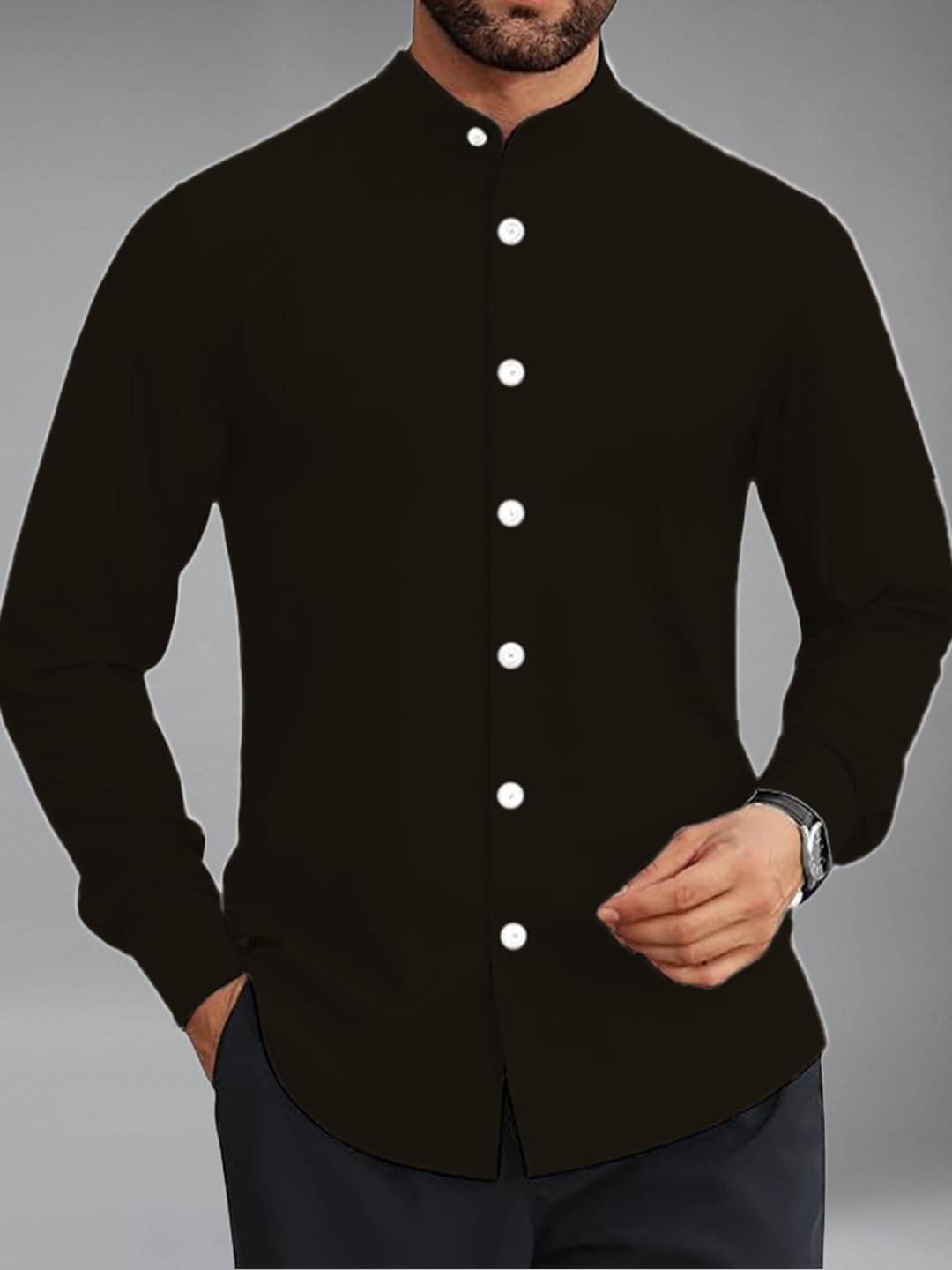 BHUVIKOO Cotton Blend Slim Fit Solids Full Sleeves Men's Casual Shirt - Black ( Pack of 1 ) BHUVIKOO Cotton Blend Slim Fit Solids Full Sleeves Men's Casual Shirt - Black ( Pack of 1 )