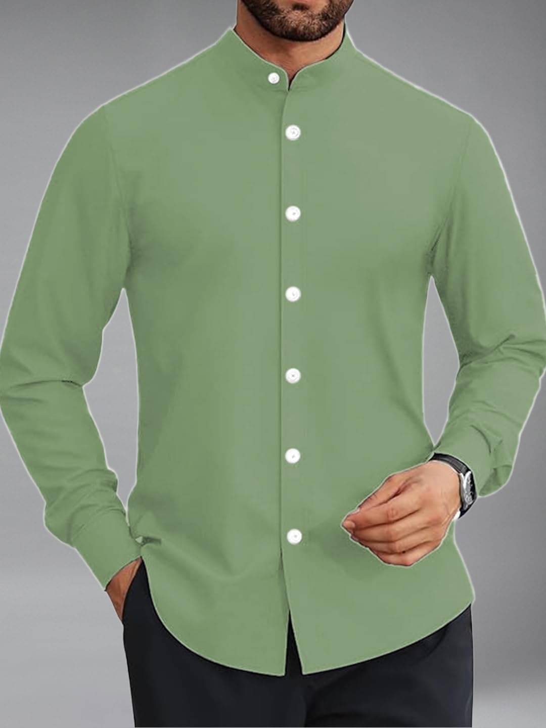     			BHUVIKOO Cotton Blend Slim Fit Solids Full Sleeves Men's Casual Shirt - Khaki ( Pack of 1 )