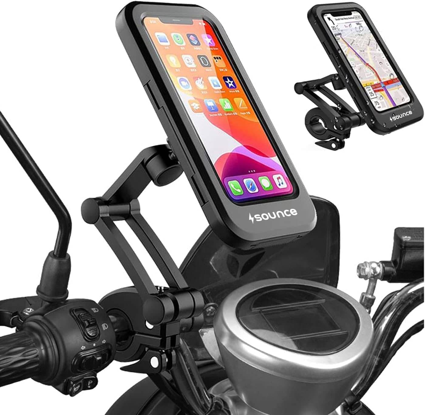 Bike Phone Mount Waterproof Cell Phone Holder 360 Rotation Motorcycle Smartphone Case Universal Bicycle Handlebar Sensitive Touch Screen Fit Below 4-7.2 Inches Smartphone Bike Phone Mount Waterproof Cell Phone Holder 360 Rotation Motorcycle Smartphone Case Universal Bicycle Handlebar Sensitive Touch Screen Fit Below 4-7.2 Inches Smartphone
