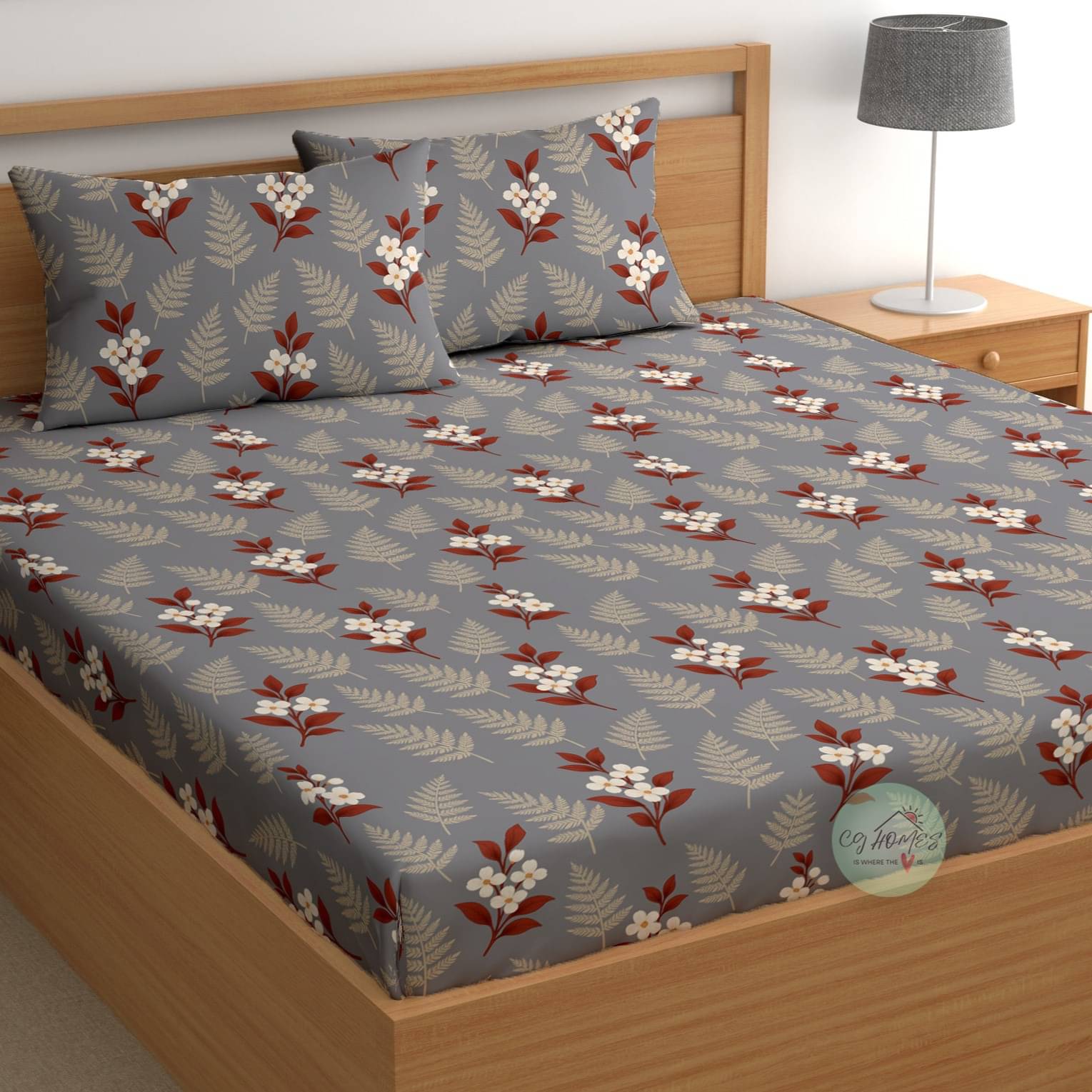 CG HOMES Cotton 1 Double Bedsheet with 2 Pillow Covers ( Gray )     			CG HOMES Cotton 1 Double Bedsheet with 2 Pillow Covers ( Gray )