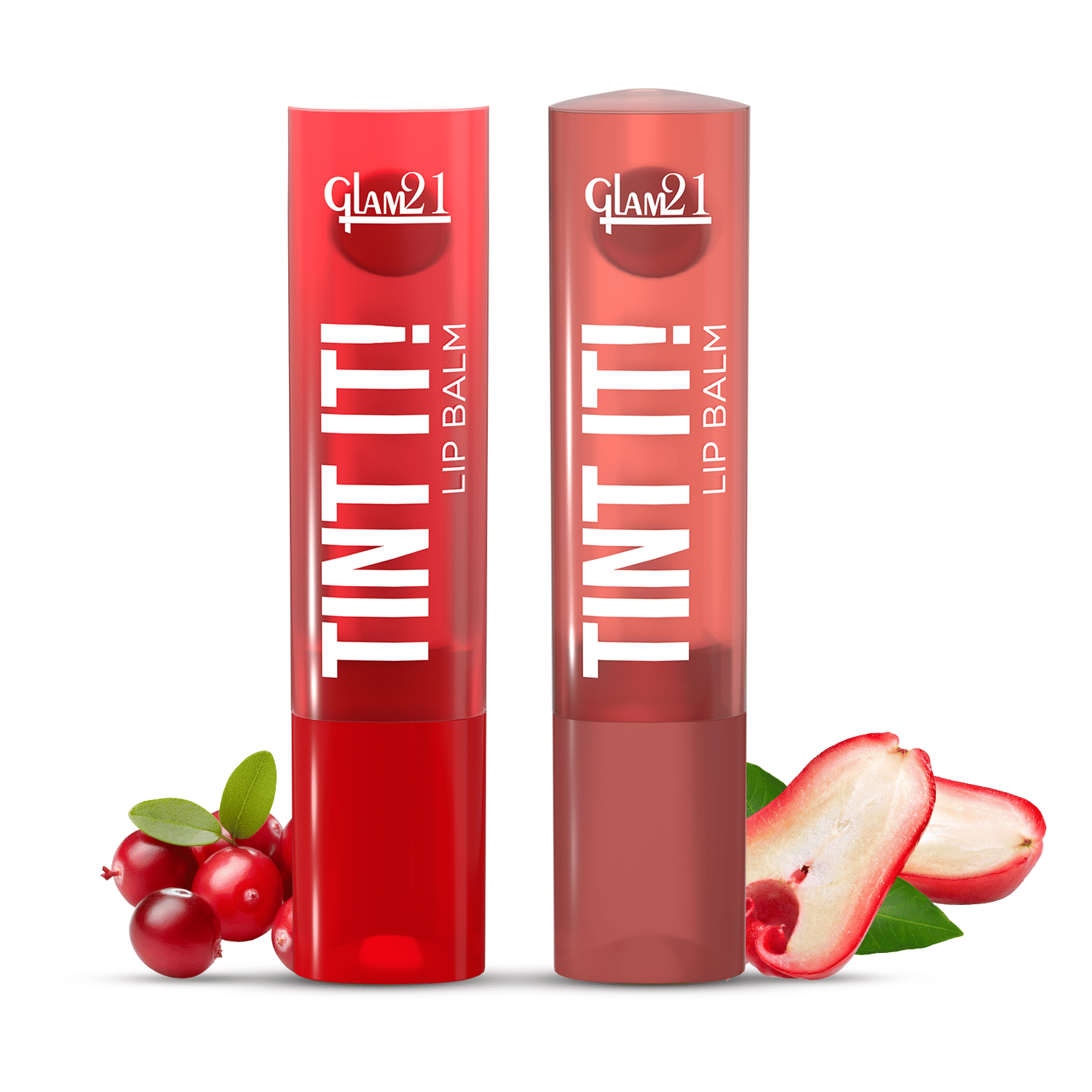 Glam21 Tint It Lipbalm Everyday Hydration With Spf15 & Vit-E | Shea Butter Avocado Oill Rose Apple & Cranberry Pack Of: 2, 7 G