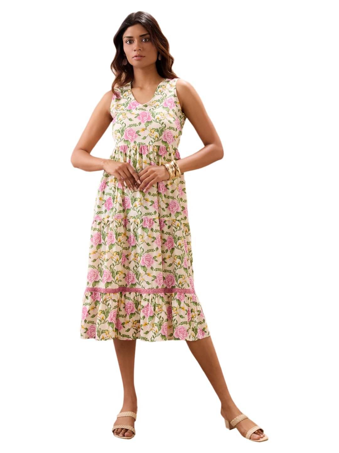     			Globus Women Cotton A-line Dress ( Pink )