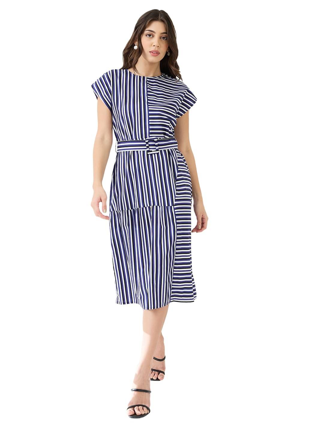     			Globus Women Cotton A-line Dress ( Blue )