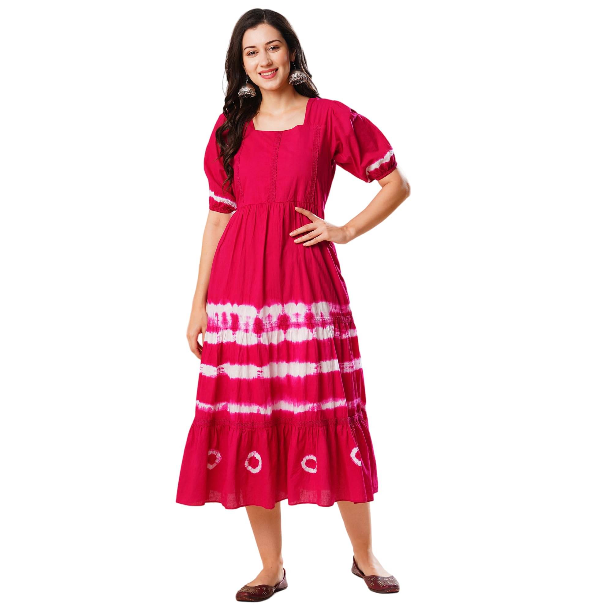     			Globus Women Cotton A-line Dress ( Pink )