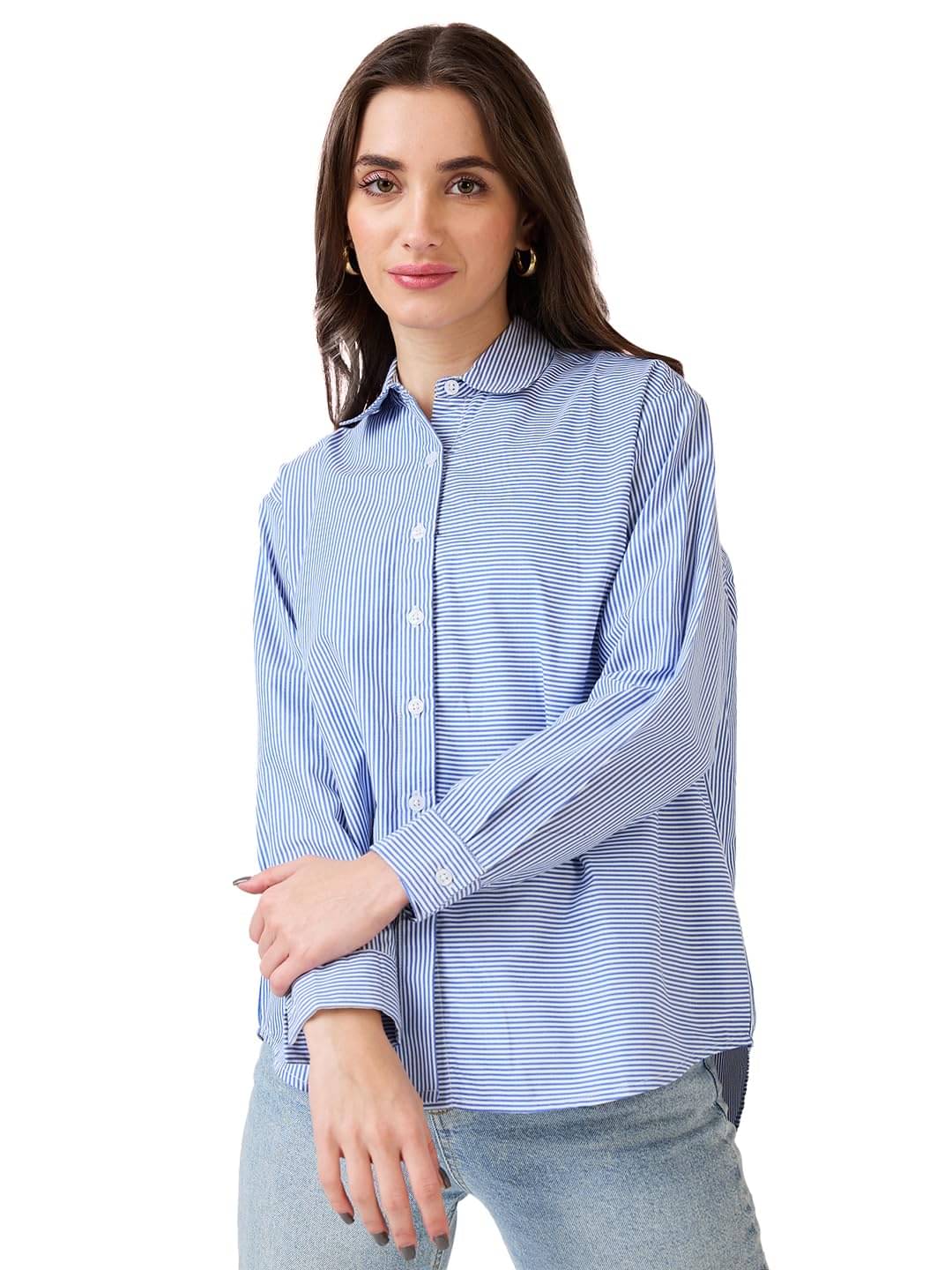     			Globus Women Cotton Blend Shirt ( Blue )