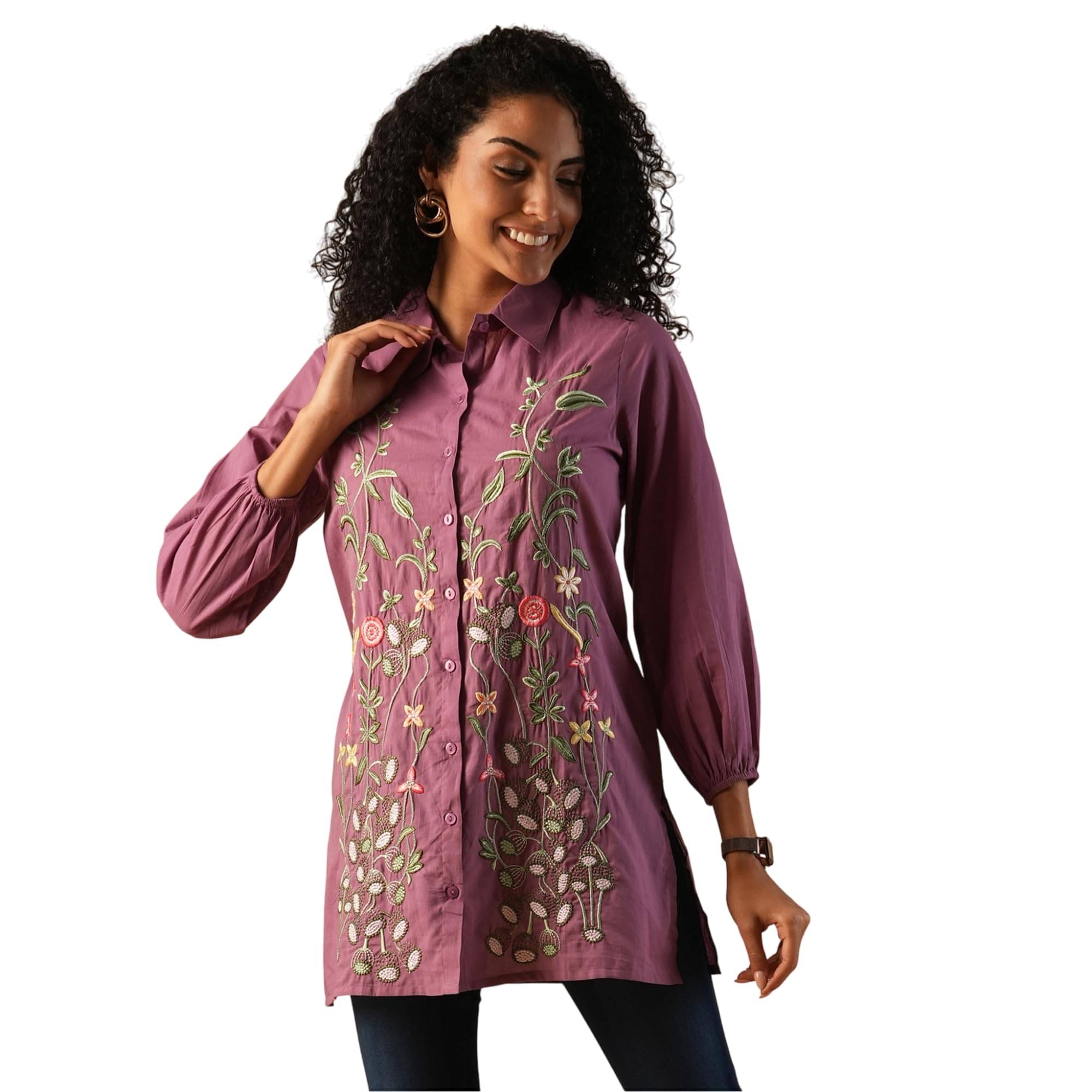 Globus Women Cotton Blend Shirt ( Purple ) Globus Women Cotton Blend Shirt ( Purple )