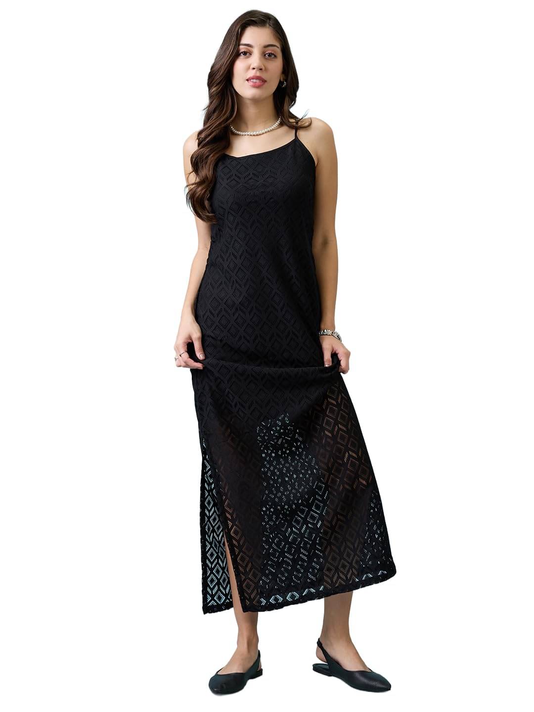     			Globus Women Cotton Bodycon Dress ( Black )