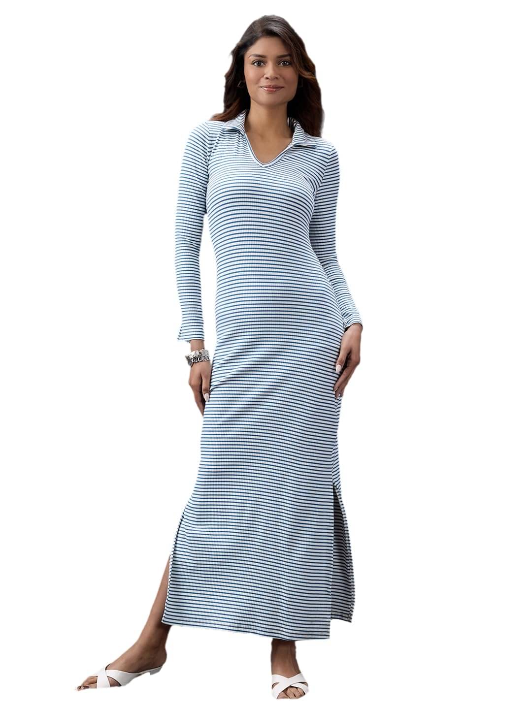     			Globus Women Cotton Bodycon Dress ( Blue )