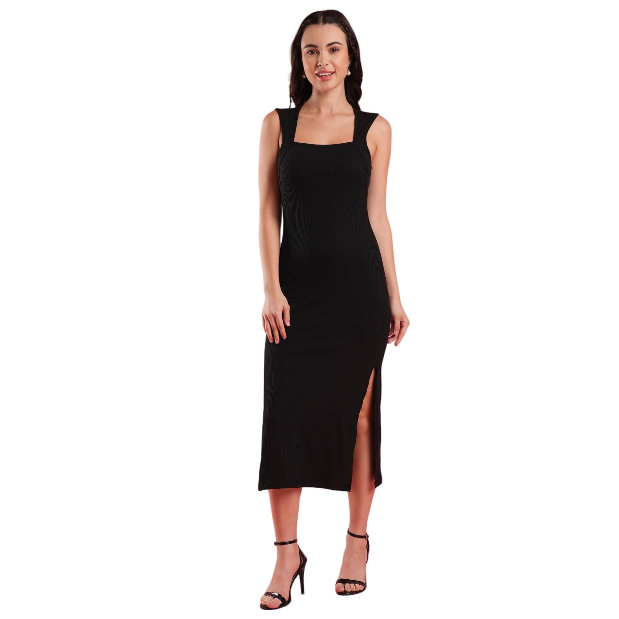     			Globus Women Cotton Bodycon Dress ( Black )