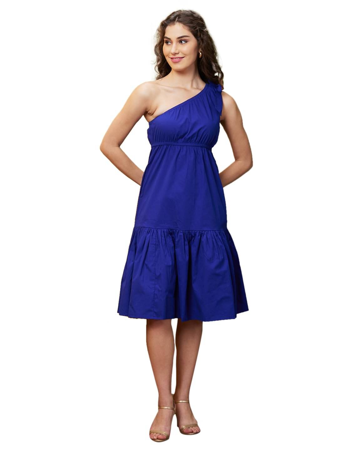     			Globus Women Cotton Fit & Flare Dress ( Blue )
