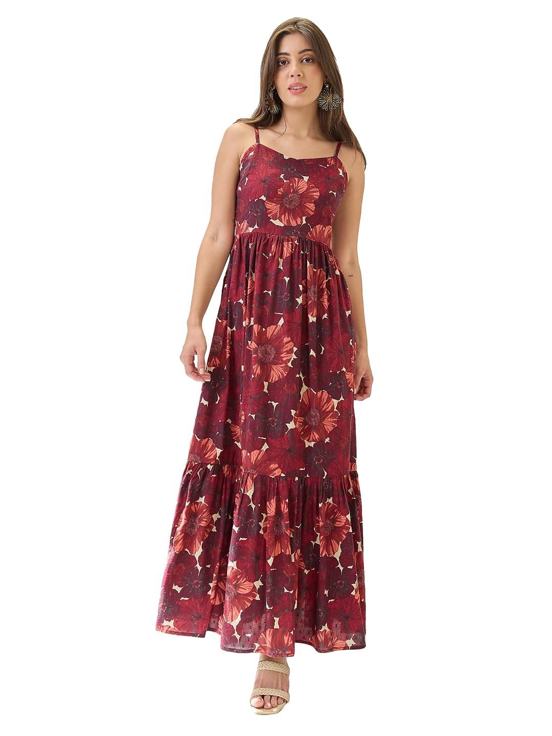     			Globus Women Cotton Fit & Flare Dress ( Red )
