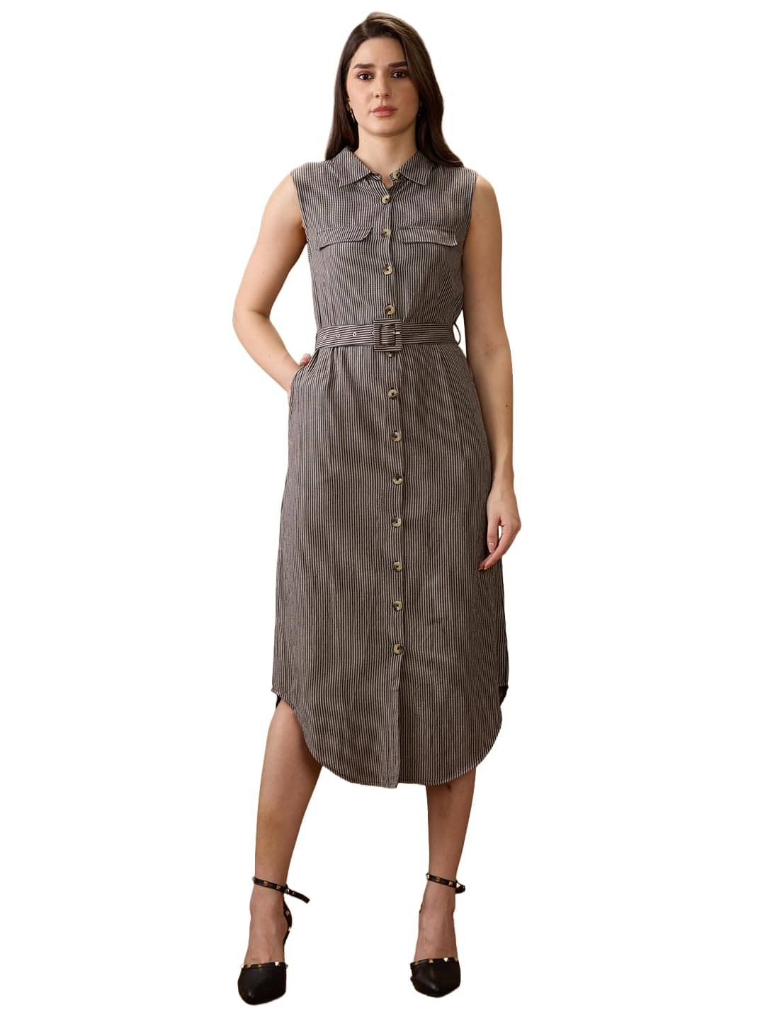Globus Women Cotton Shirt Dress ( Black ) Globus Women Cotton Shirt Dress ( Black )