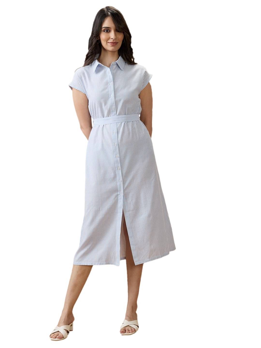     			Globus Women Cotton Shirt Dress ( Blue )