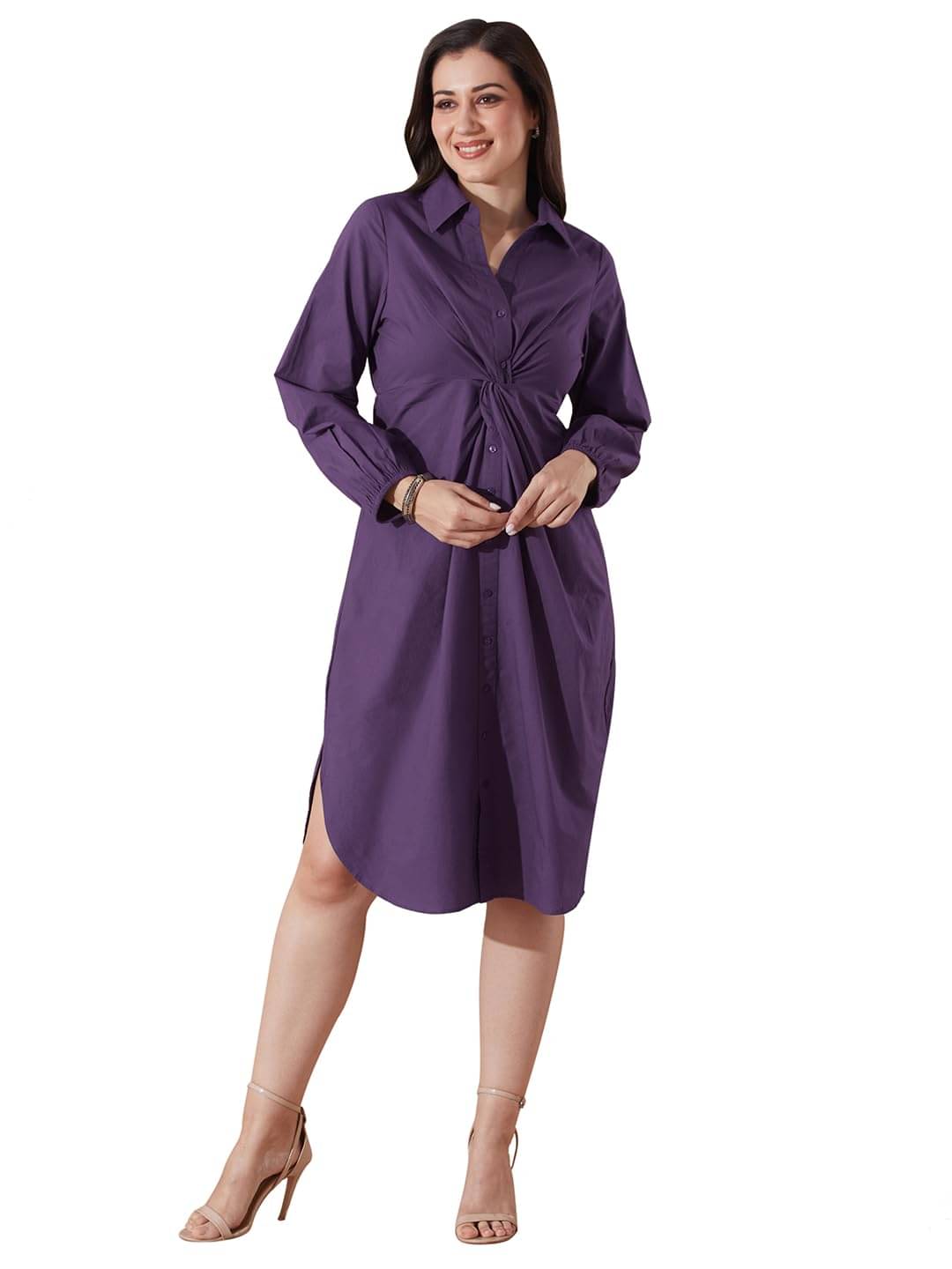 Globus Women Cotton Shirt Dress ( Mauve ) Globus Women Cotton Shirt Dress ( Mauve )