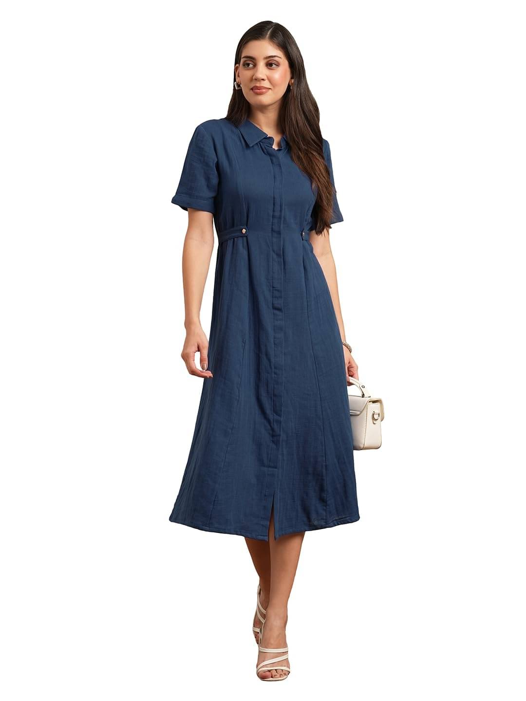     			Globus Women Cotton Shirt Dress ( Blue )