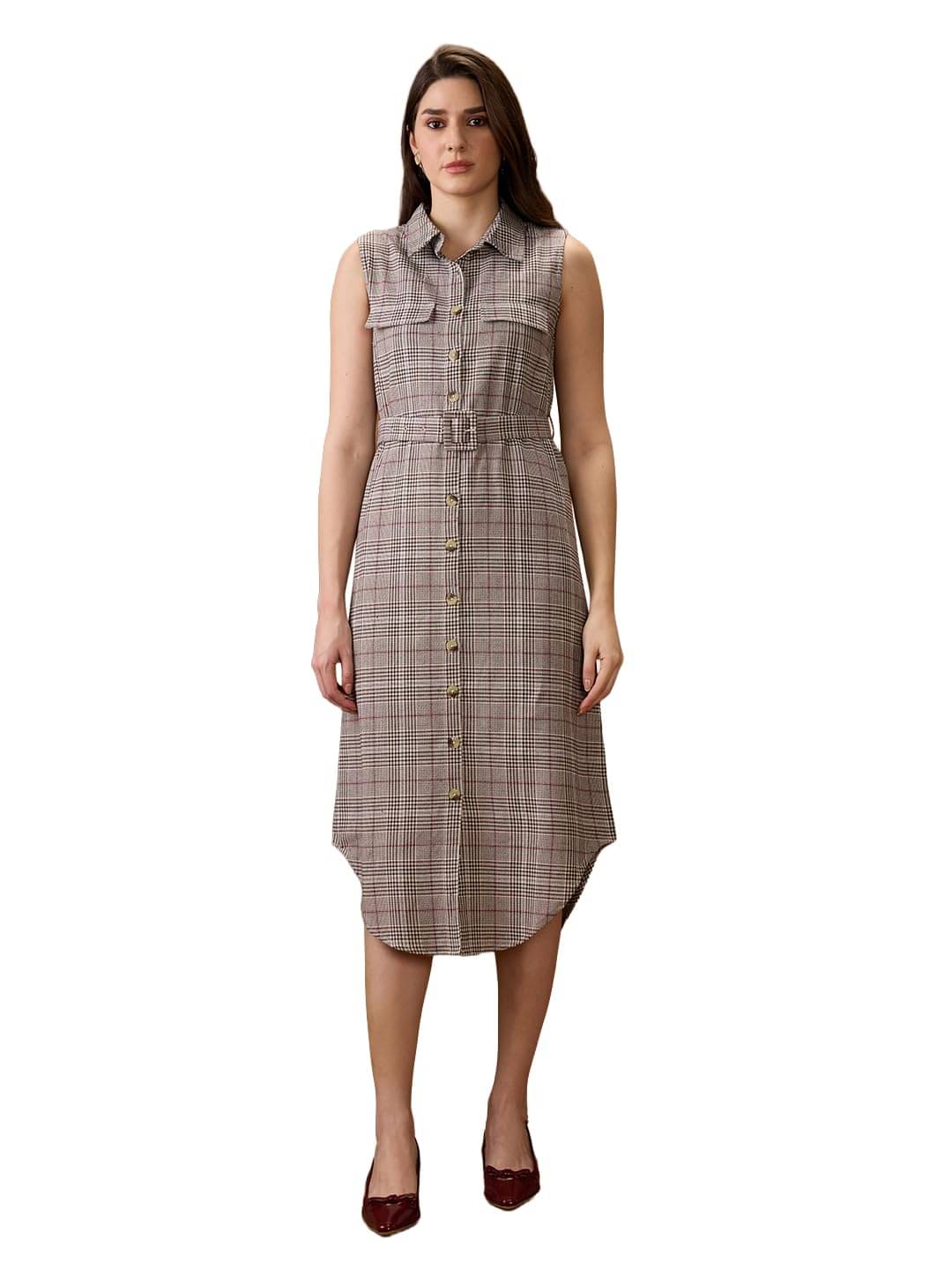     			Globus Women Cotton Shirt Dress ( Brown )