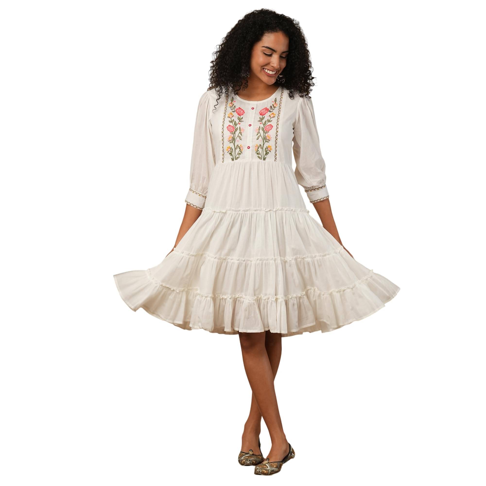 Globus Women Cotton blend A-line Dress ( Off White ) Globus Women Cotton blend A-line Dress ( Off White )