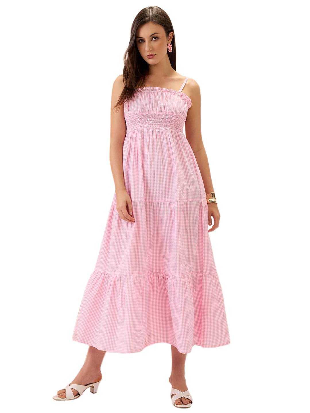     			Globus Women Cotton blend Fit & Flare Dress ( Pink )