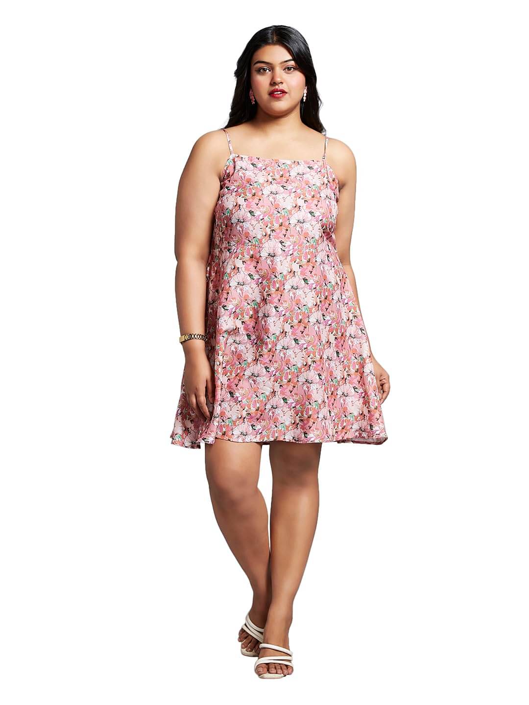 Globus Women Crepe A-line Dress ( Peach )     			Globus Women Crepe A-line Dress ( Peach )