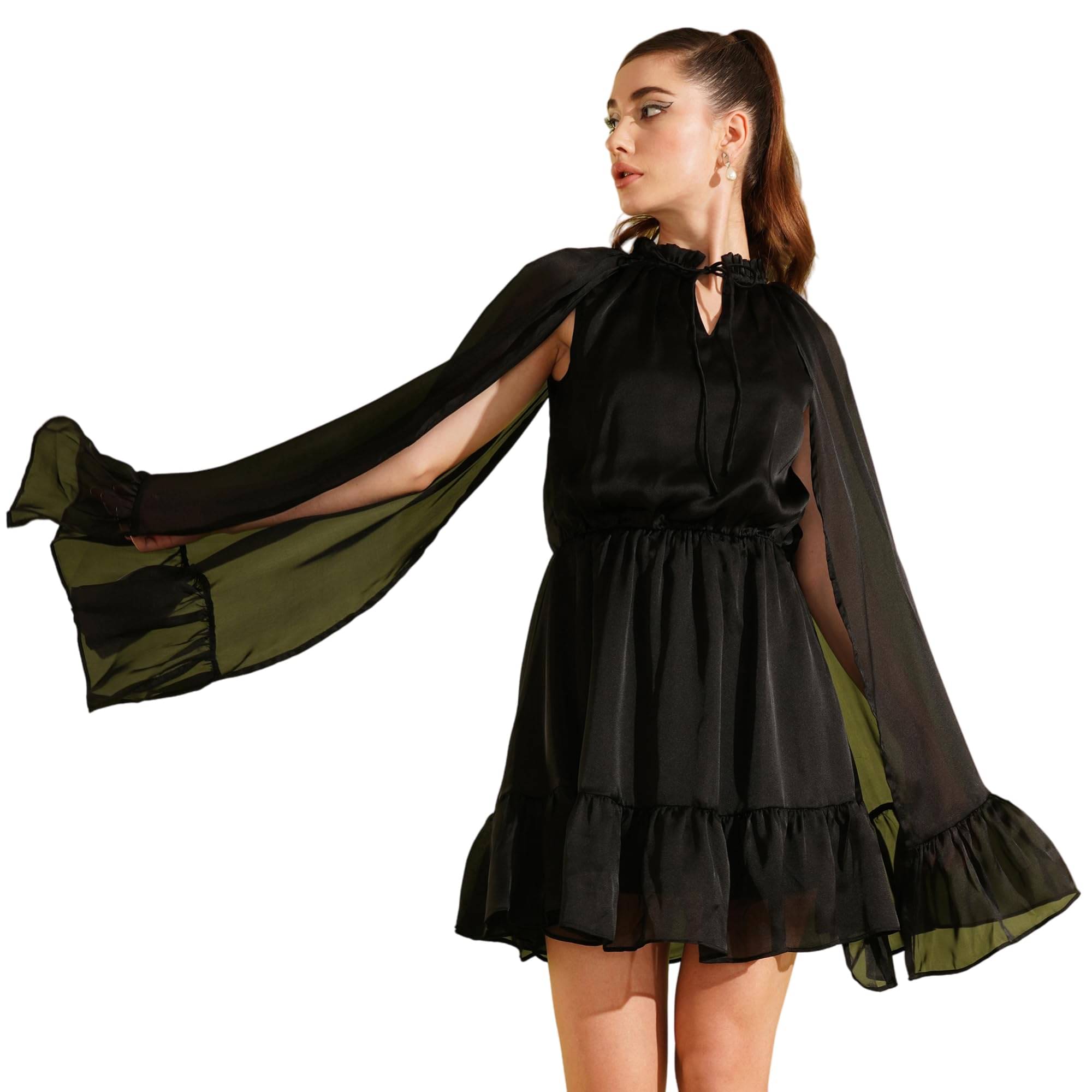     			Globus Women Crepe Fit & Flare Dress ( Black )