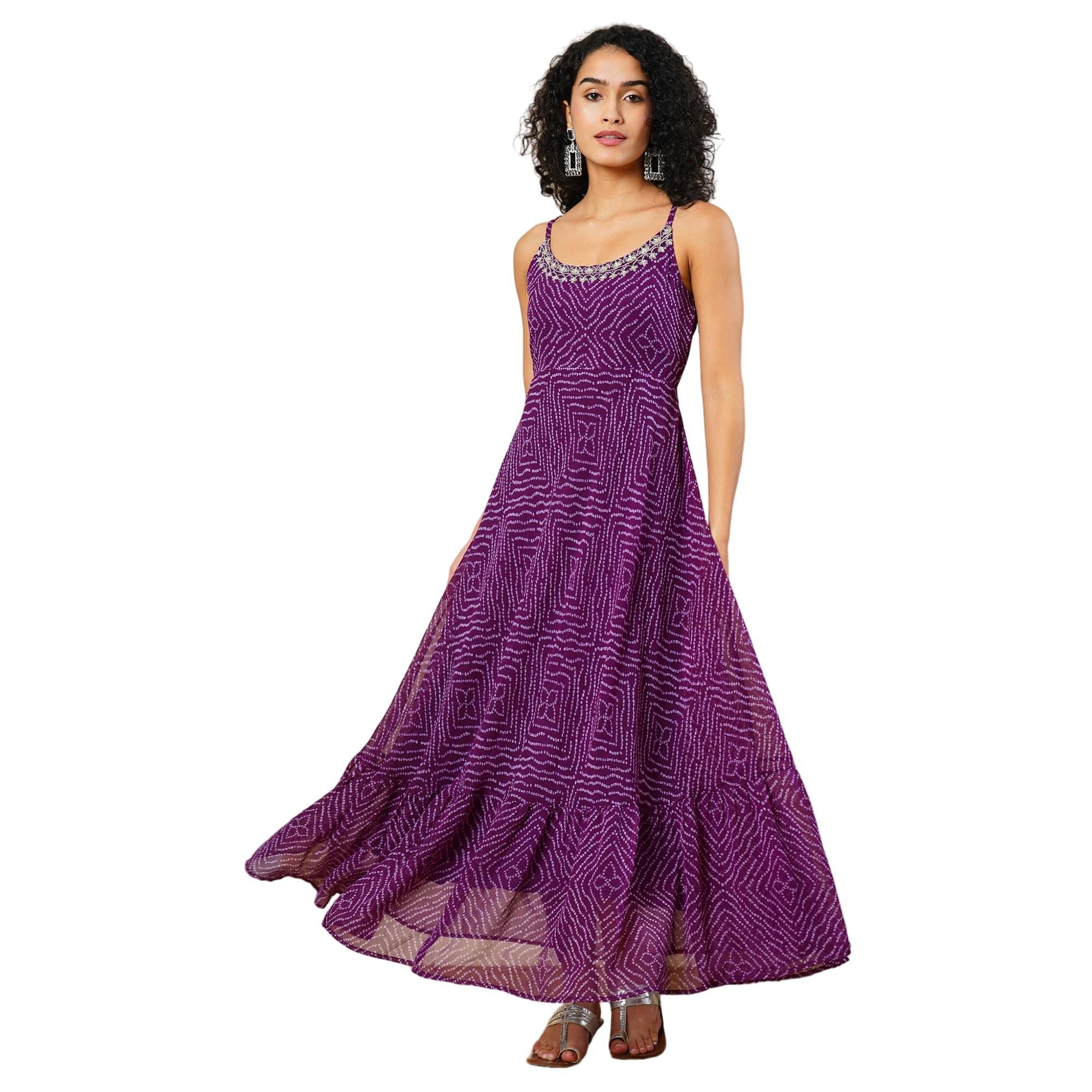     			Globus Women Georgette A-line Dress ( Purple )