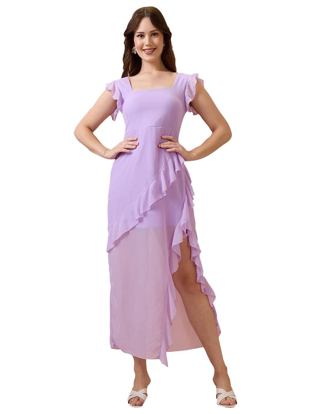     			Globus Women Georgette A-line Dress ( Lavender )