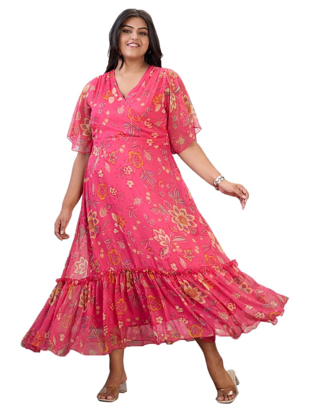     			Globus Women Georgette A-line Dress ( Multicolor )