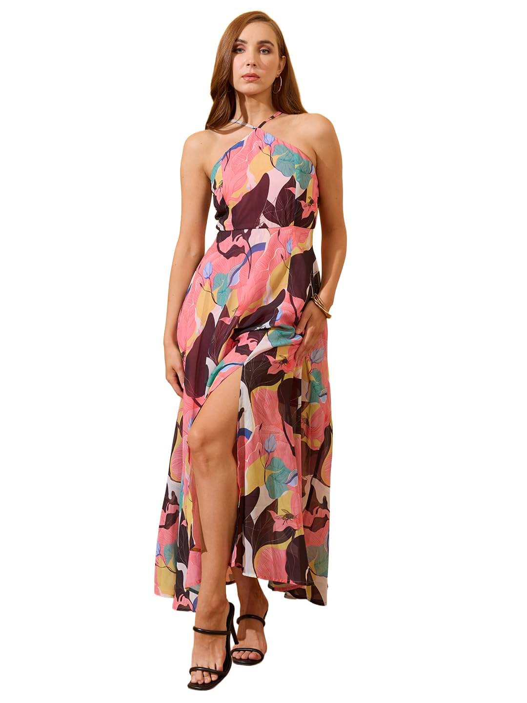     			Globus Women Georgette A-line Dress ( Multicolor )