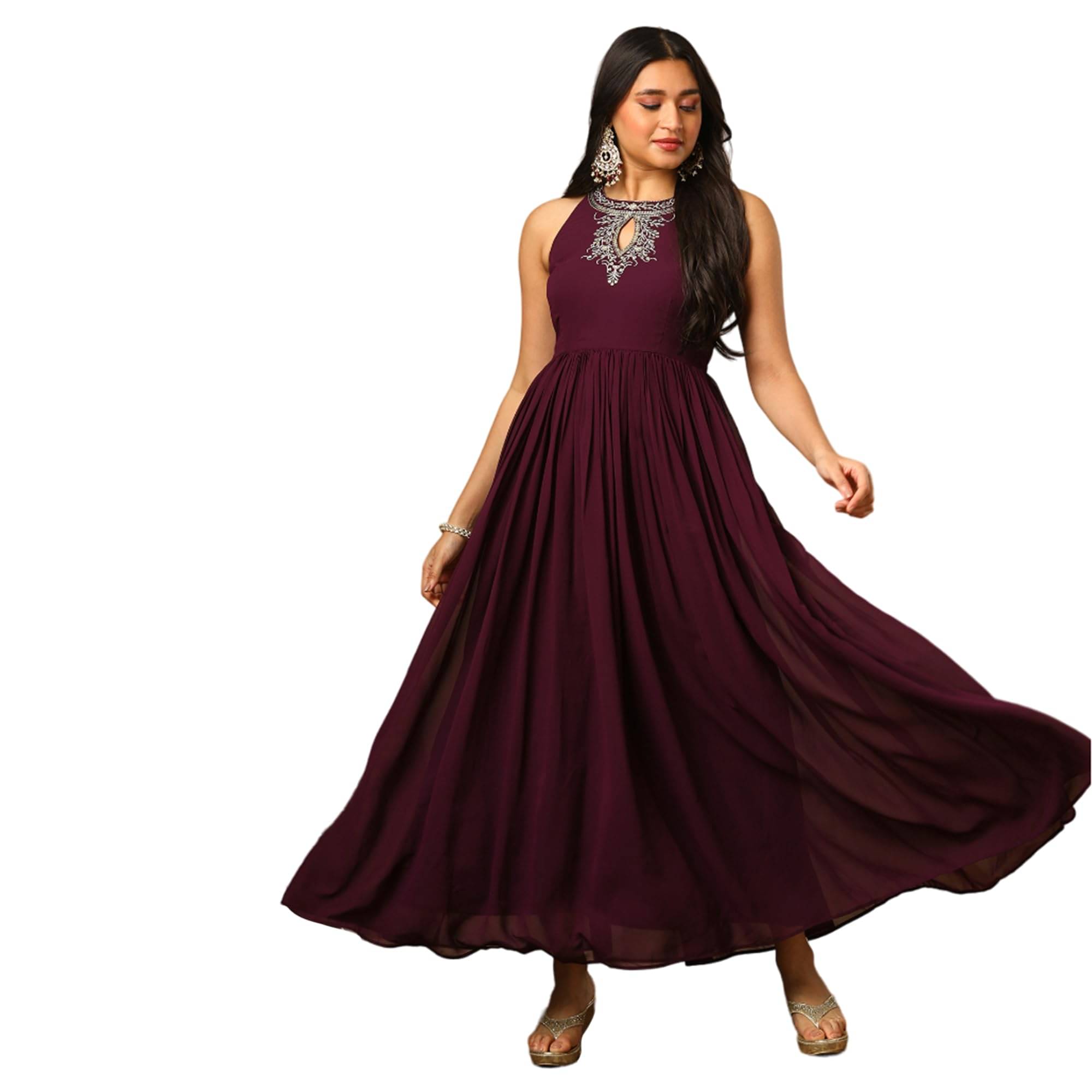 Globus Women Georgette Fit & Flare Dress ( Purple ) Globus Women Georgette Fit & Flare Dress ( Purple )