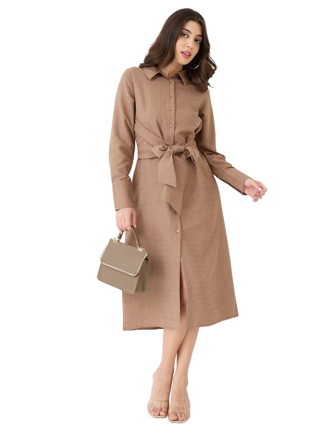     			Globus Women Jacquard Shirt Dress ( Brown )