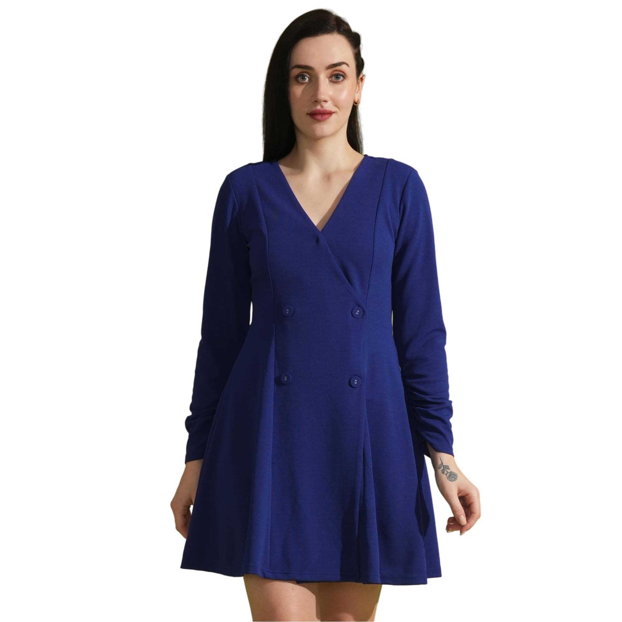 Globus Women Lycra Wrap Dress ( Blue ) Globus Women Lycra Wrap Dress ( Blue )