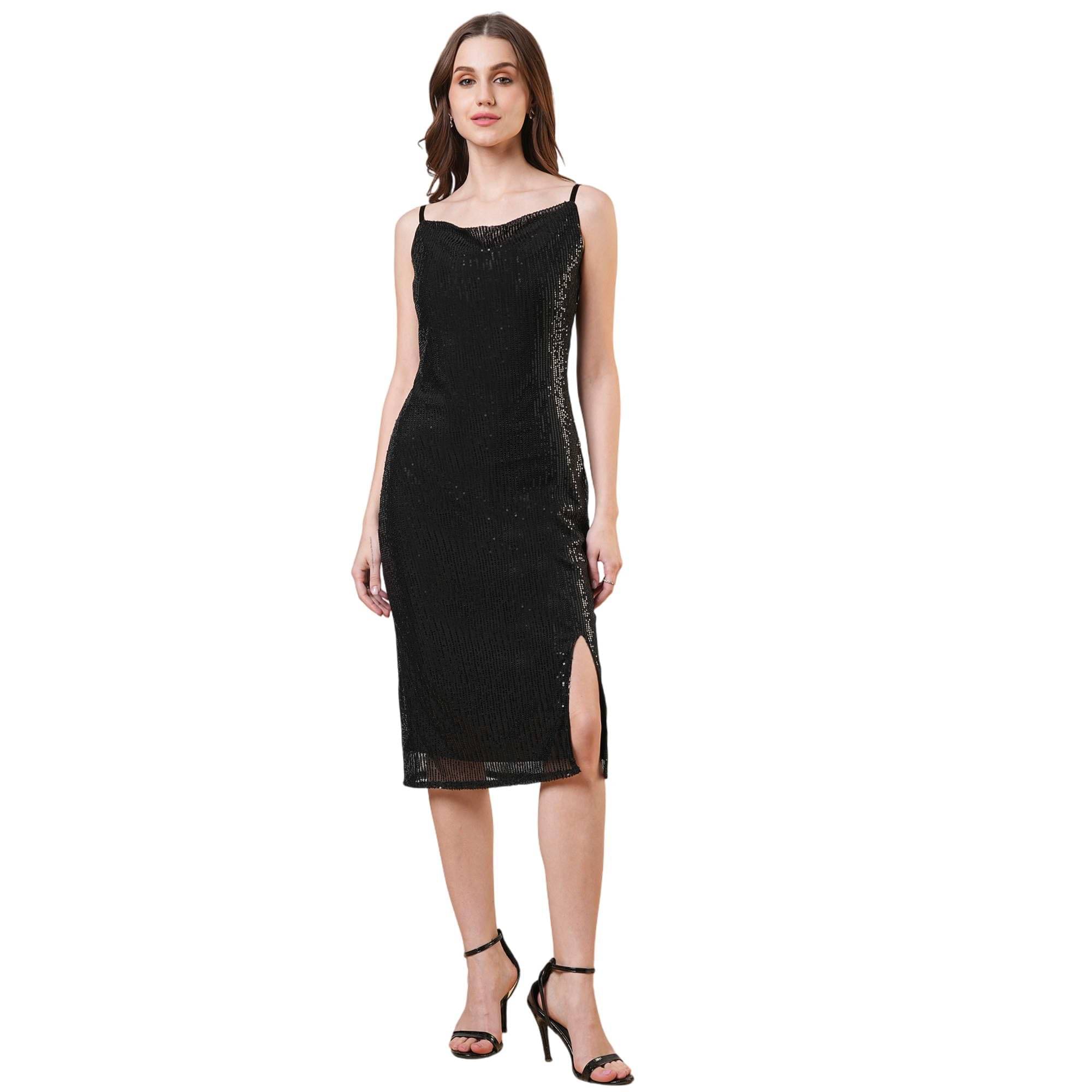     			Globus Women Nylon Bodycon Dress ( Black )