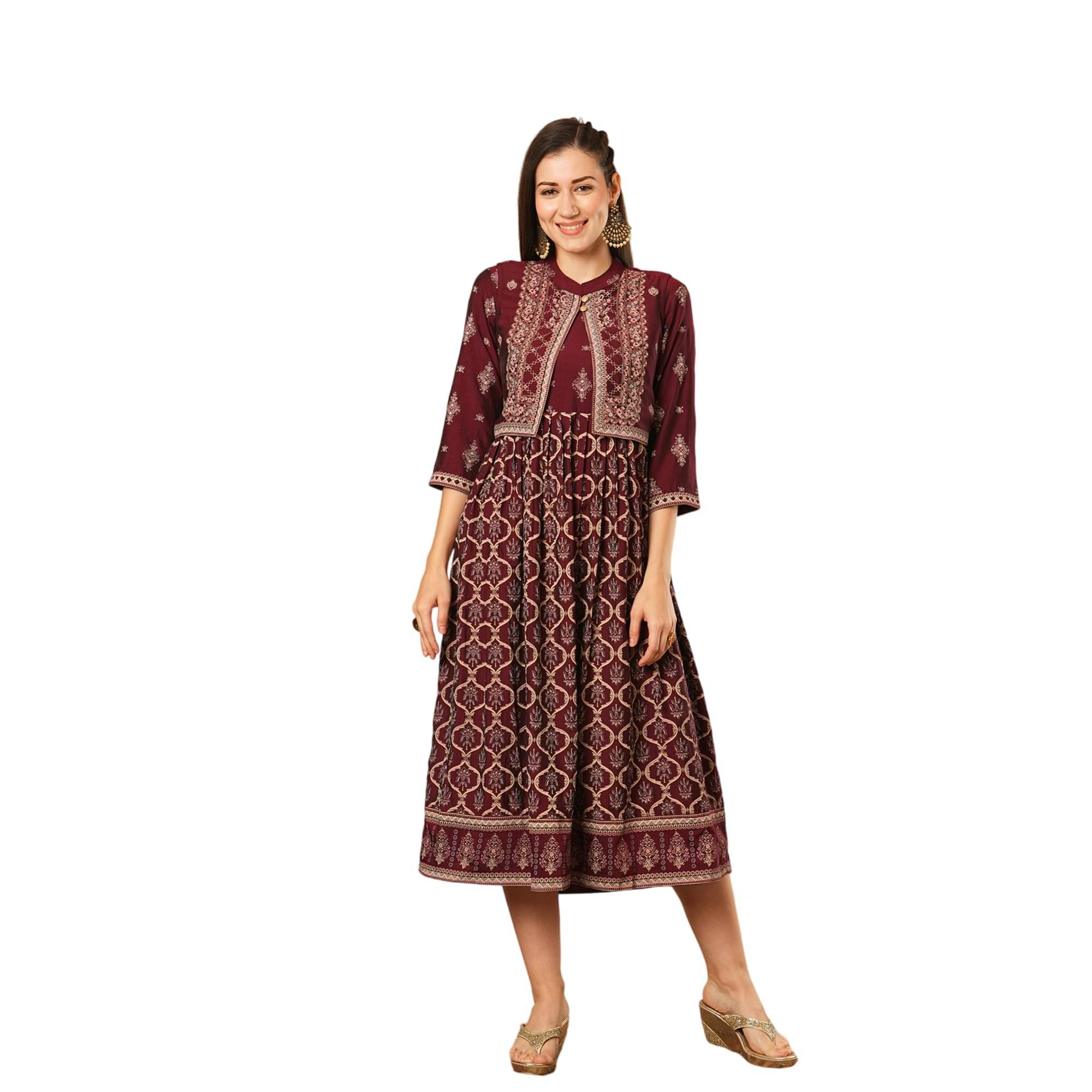     			Globus Women Polyester Blend A-line Dress ( Red )