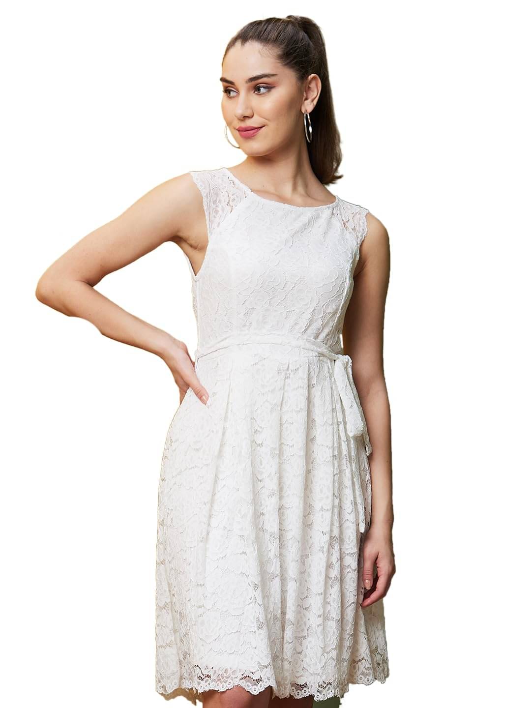 Globus Women Polyester Blend A-line Dress ( White ) Globus Women Polyester Blend A-line Dress ( White )