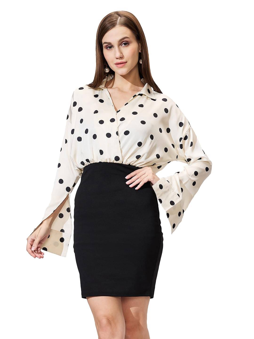 Globus Women Polyester Blend Bodycon Dress ( White )     			Globus Women Polyester Blend Bodycon Dress ( White )