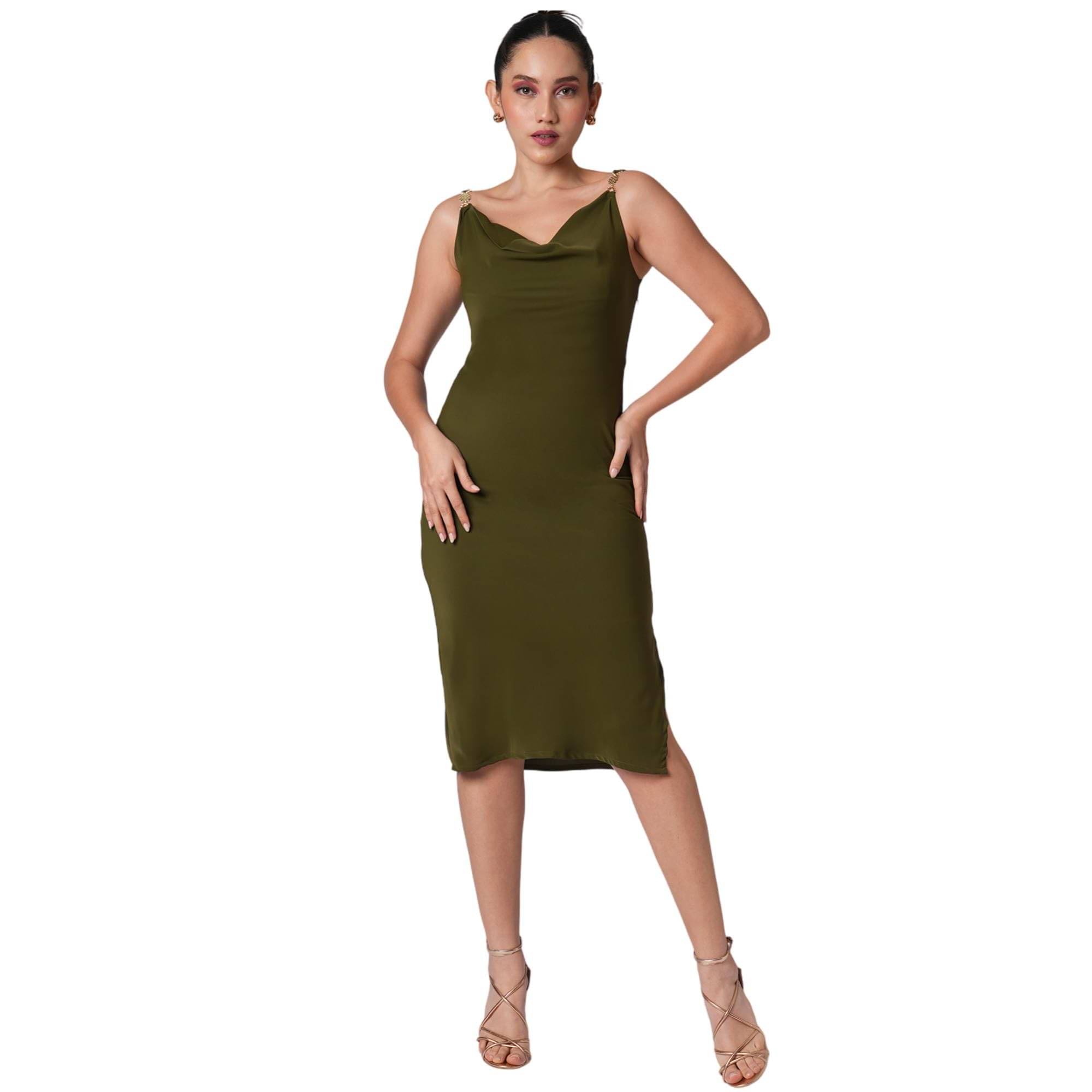 Globus Women Polyester Blend Bodycon Dress ( Green ) Globus Women Polyester Blend Bodycon Dress ( Green )
