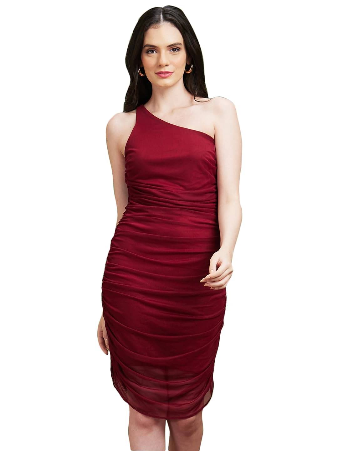 Globus Women Polyester Blend Bodycon Dress ( Red )     			Globus Women Polyester Blend Bodycon Dress ( Red )