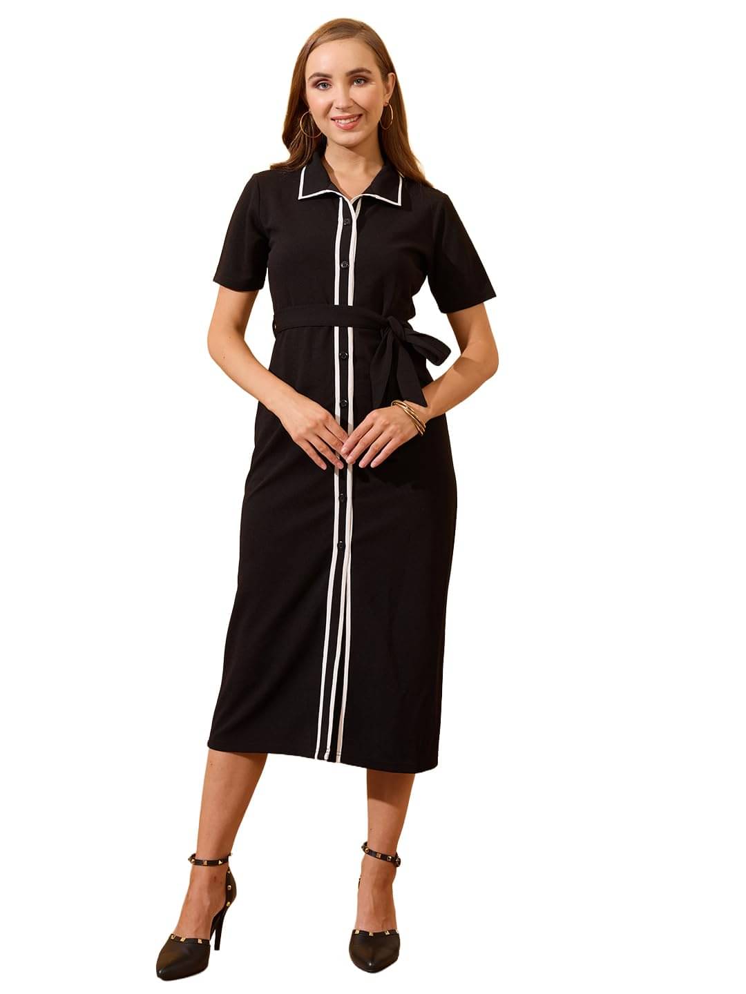     			Globus Women Polyester Blend Bodycon Dress ( Black )