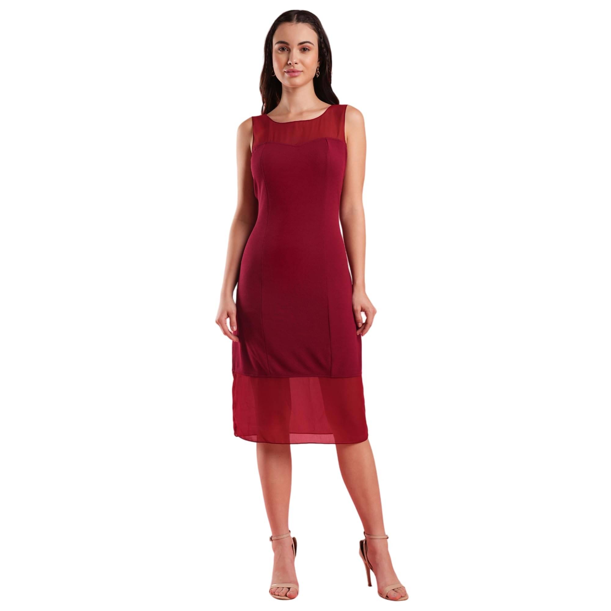     			Globus Women Polyester Blend Bodycon Dress ( Red )