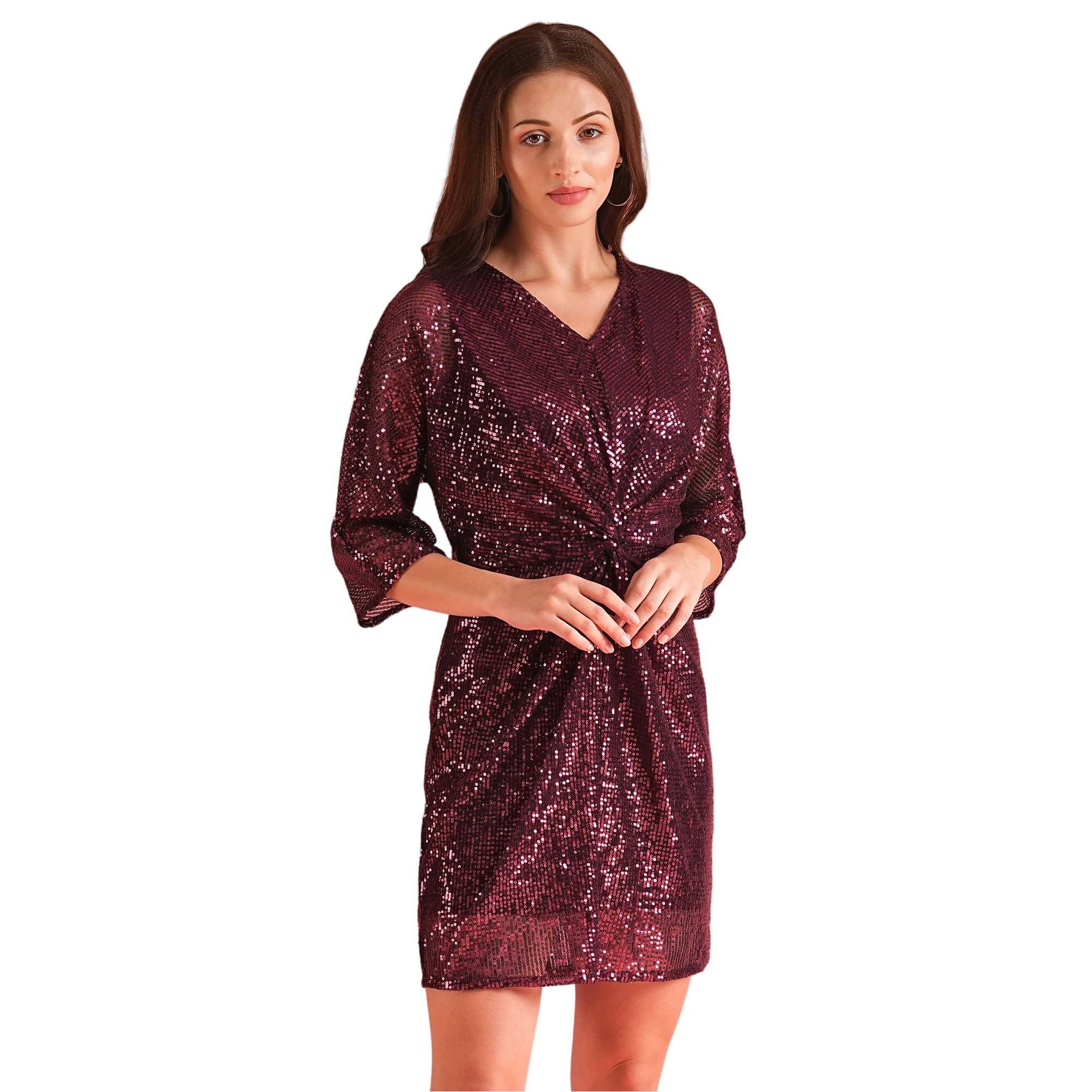 Globus Women Polyester Blend Bodycon Dress ( Red )     			Globus Women Polyester Blend Bodycon Dress ( Red )